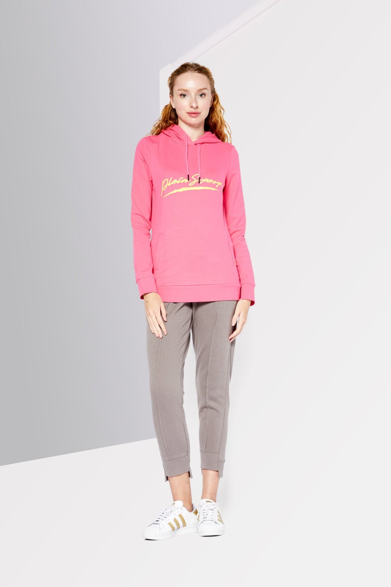 PHILIPP PLEIN Plein Sport Women Sportswear Fit Long Sleeves Training Sweatshirts, Pink - Image 2